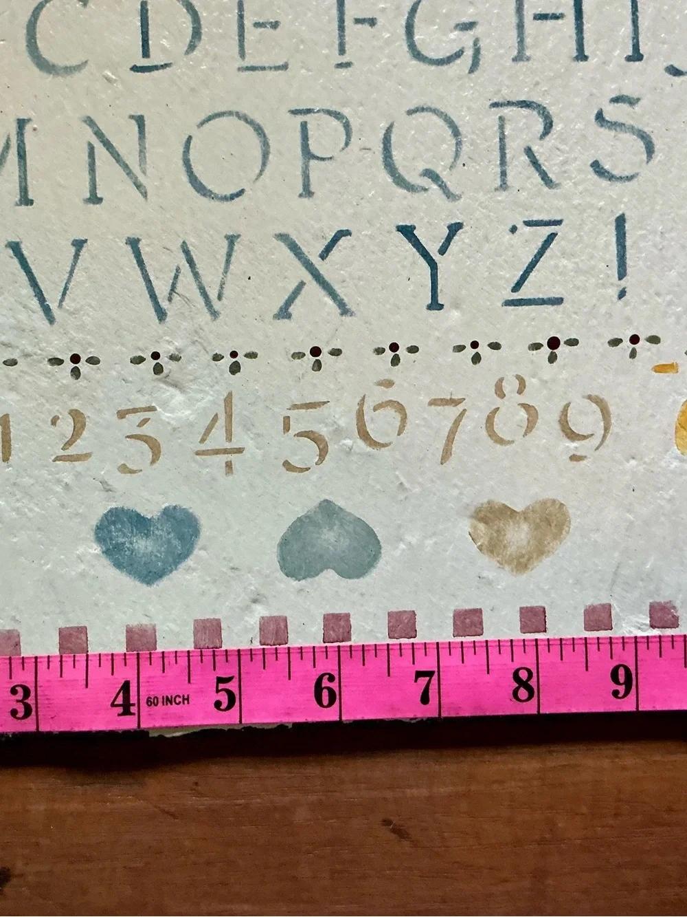 Alphabet & Numbers slate sampler Decorative Wall Sign multicolored handcrafted .